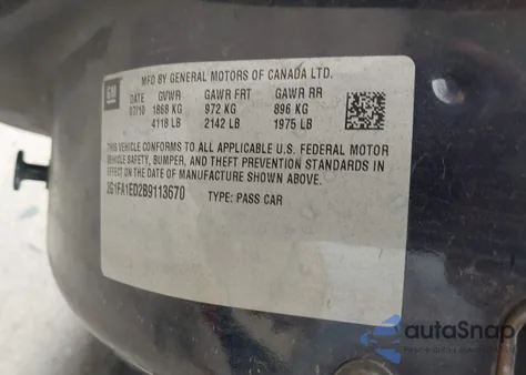 2011 Chevrolet Camaro 2Ls z USA, uszkodzony, nr VIN 2G1FA1ED2B9113670